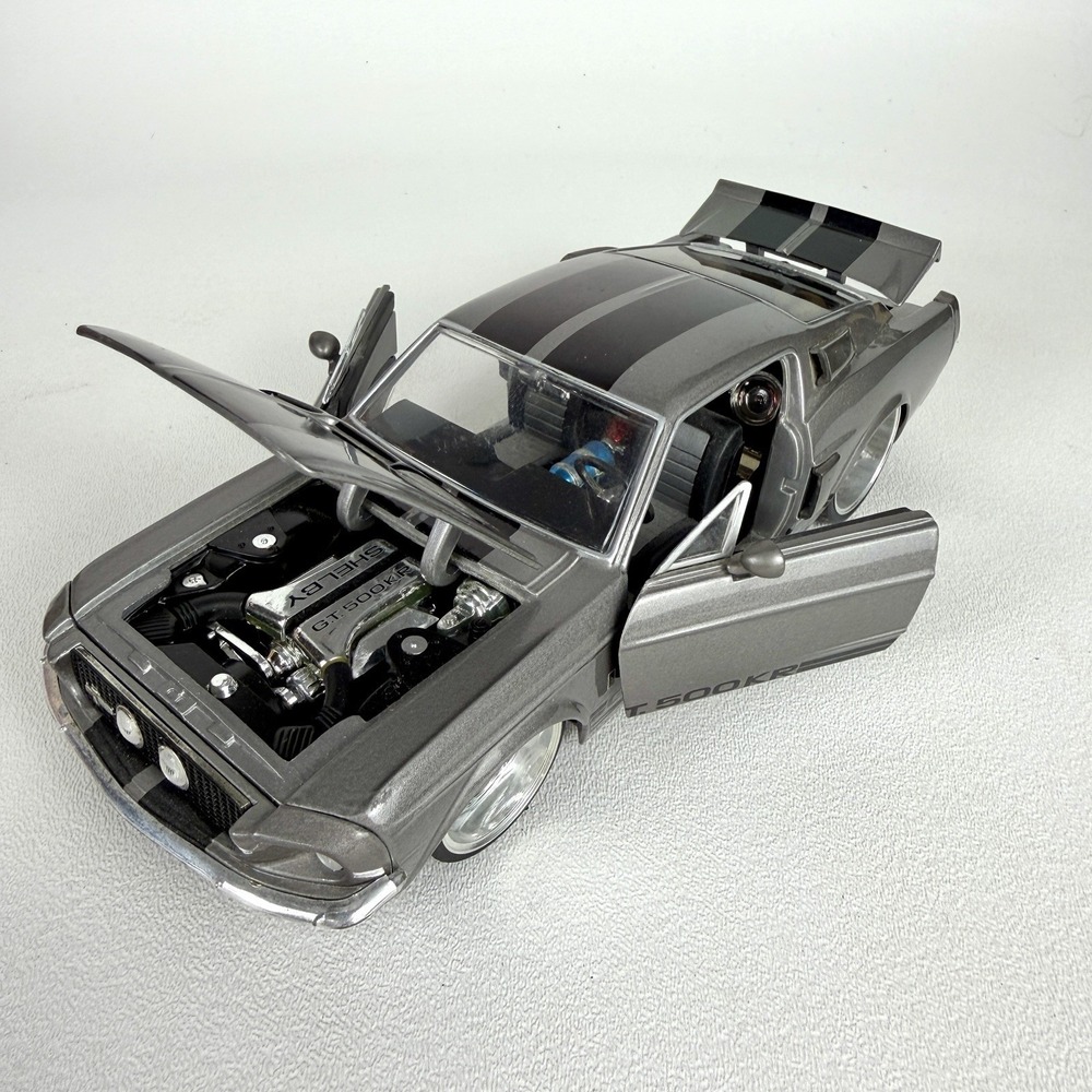 JADA Big Time Muscle 67 Shelby GT-500KR Silver w/ Black Stripes 1/24 No Box